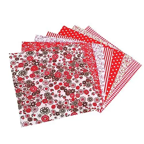 Produktbild: Lurrose 2 Packungen Nähstoff DIY Stoff Filz Nähen Quadrate Quiltstoff Bastelstoff Stoffreste DIY Stoff DIY Stoff Handwerk DIY Bedruckter Stoff Stoffquadrate Rot