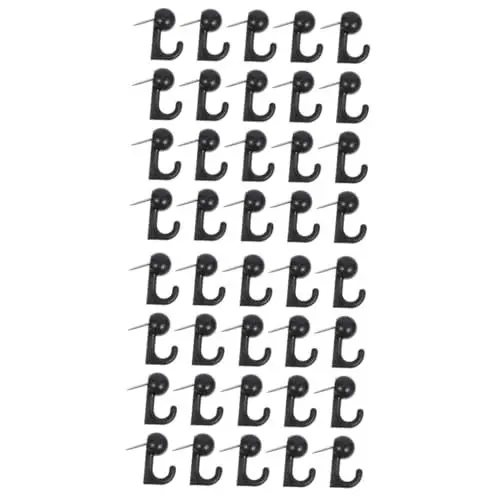 Produktbild: Lurrose 2 Sätze Haken Reißzwecke Hakennadeln Schwarzer Druckstift Stecknadel Schwerer Stoß Nägel Zum Aufhängen Von Bildern Werkzeugaufhänger Flache Reißnägel Black Plastik 50 Stück * 2