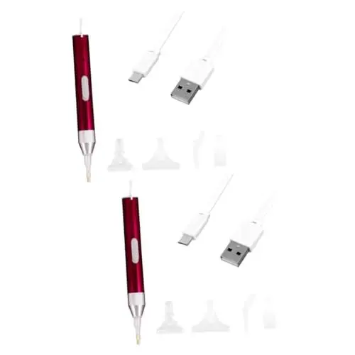 Produktbild: Lurrose 2 Sätze Ladepunkt-Bohrstift Bohrstift mit Diamantspitze elektrischer Stift Werkzeug Strasssteine Strass-Stift Diamond Picture Pen mit Licht ersetzen Bild Malstift
