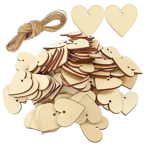 Produktbild: Lurrose Holzspäne Holzornamente Herzausschnitte Zum Basteln Unfertige Holzausschnitte Holzscheiben