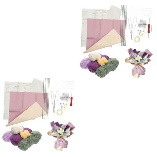 Produktbild: Lurrose 2 Sätze Strickset Für Anfänger Erwachsene Diy-kits Lavendel Anzug Stricksets Garn-starter-set Anfänger-strickpaket Für Erwachsene Lavendelstraußgarn Häkelset Decke Erwachsener Kind