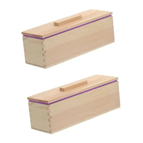 Produktbild: Lurrose 2 Stück Box Seife Seifenlaib Dekorative Laibseife Naturseife Cupcake Seife DIY De Resina Epoxica Kuchenherstellung Flexible Seife Rechteckige Seifenablage Lila Holz
