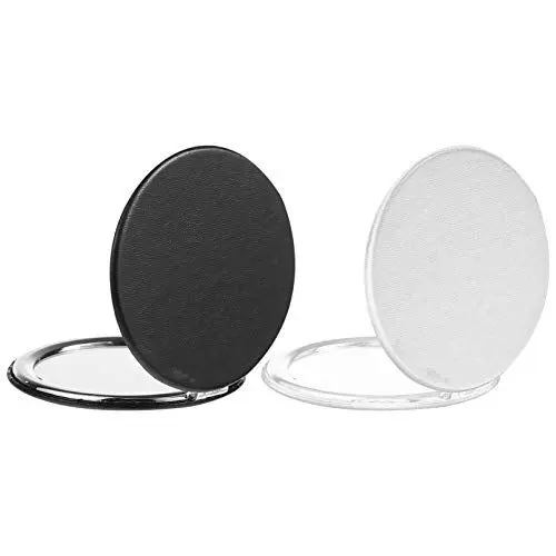 Produktbild: Lurrose 2 Stücke Tragbarer Taschenspiegel Mini Zweiseitiger Schminkspiegel Kleine Kosmetikspiegel Runder Handspiegel Reisespiegel Vergrößerung Makeup Spiegel für Damen Herren Reise Camping