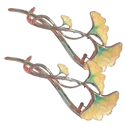 Produktbild: Lurrose 2st Griffigkeit Krallenclip Ginkgo-haarspange Haarklammer Haarspange Aus Ginkgoblättern Klauenclips Für Dickes Haar Ginkgo-haarschmuck Blatt Haarknoten Fräulein Legierung Frosch