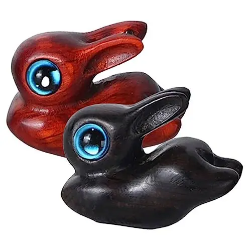 Produktbild: Lurrose 2st Kaninchen-skulptur Miniatur-tierfiguren Osterhasenstatue Osterhasenfiguren Kleine Hasenfiguren Glücksfigur Sternzeichen-hasen-statue Miniatur-osterfigur Holzhase Sandelholz