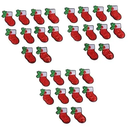 Produktbild: Lurrose 30 Stück Bestickte Stoffaufnäher Halloween Charms Anhänger Weihnachtsdekorationen Kleidungsaufnäher Bestickte Rugby Applikationen Aufnäher Weihnachtsset Spitzenbesatz