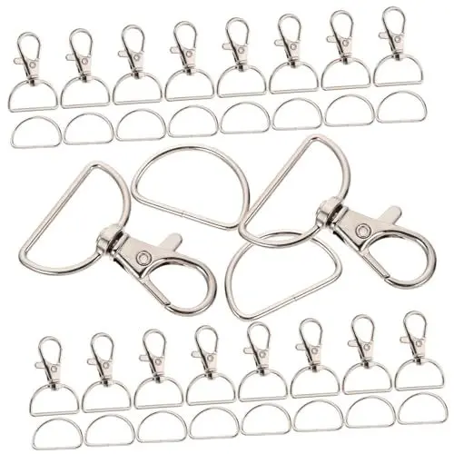 Produktbild: Lurrose 35 Sätze D Schnalle Karabinerverschlüsse Selber Machen 1 Zoll D-ring D-ringe Zum Nähen D-ringe 1 Zoll Clips Für Taschenschnallen Schlüssel Hummerschere Rotieren Rostfreier Stahl