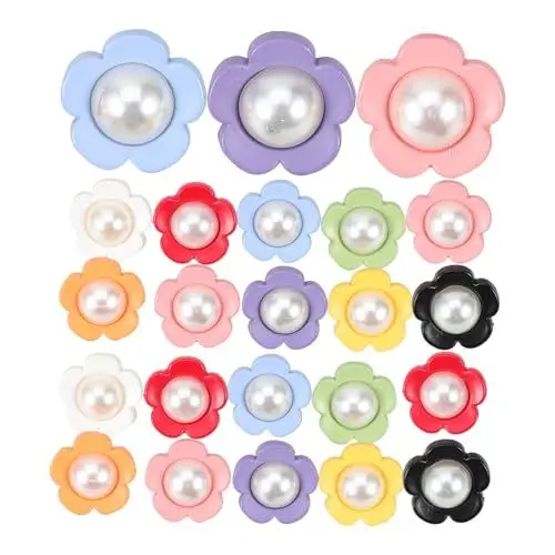 Produktbild: Lurrose 36 Stück Blumenknöpfe, Perlenknöpfe, Stirnband, Perlen-charm, Kleidungsknöpfe, Diy-nähknöpfe