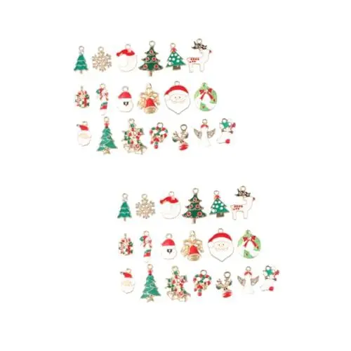 Produktbild: Lurrose Weihnachtsperlen 38 Stück Weihnachtsanhänger Schmuck Bastelbedarf Weihnachtsweinanhänger Weihnachtsbaumanhänger Halskette Emaille Charm Anhänger Weihnachtsgeschenke Diy Anhänger