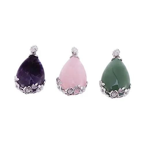 Produktbild: Lurrose 3St Antike Anhänger mit Tiermotiven Kristalle natürlicher Edelstein Halskette aus Naturstein Schlüsselanhänger Halsketten schmuck Steinhalskette Anhänger für Frauen Türkis Charme