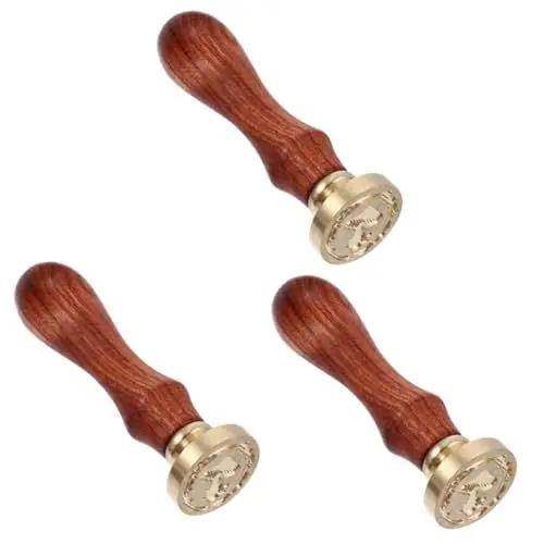 Produktbild: Lurrose 3 Stücke Retro Pilz Kranz Muster Stempel Wachs Siegel Stempel Holzgriff Decor Siegel Stempel