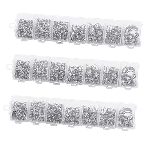 Produktbild: Lurrose 3 Kisten Verbindungs kreis set Sicherungsringe Halskette offene Anschlüsse Schmuckringe bastelmaterial bastel materialien Handarbeitszubehör Schmuck offener Ring Metall Dark Grey