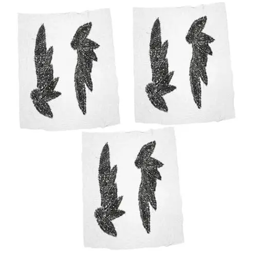 Produktbild: Lurrose 3 Paare Rohrperlenflügel Hüftgurt-patches Applikationen Nähen Gestickte Aufnäher Für Kleidung Nähen Von Gestickten Applikationen Kleidungsstück Patches Hut Glas Zubehör 3d Vorhang