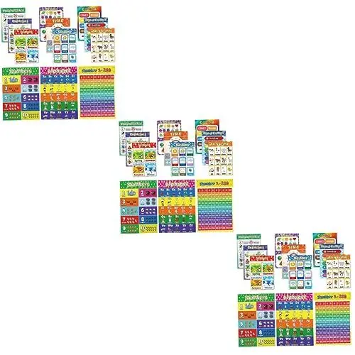 Produktbild: Lurrose 3 Sätze 12 Poster Unterrichtsplakate Kunstplakate Dekorativer Klebebandstift Pädagogisches Spielzeug Elementare Plakate Vorschulplakat Wandkarte Wandtafeln Für Kleinkinder Papier
