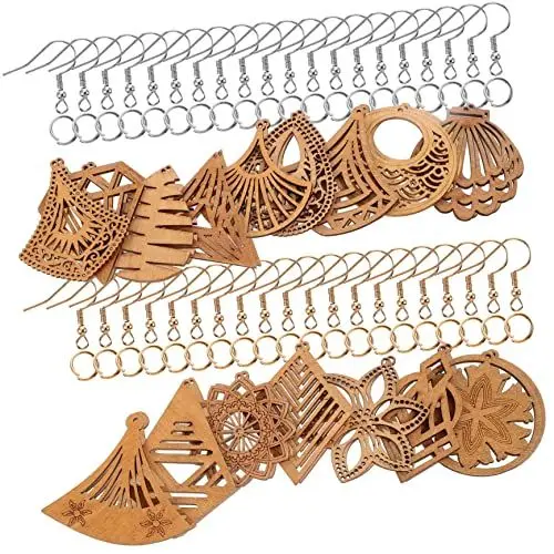Produktbild: Lurrose 3 Sätze hölzerne geometrische Ohrringe Holzohrringe Holzanhänger finden Schmuck Damen Ohrringe Ohrring-Set zur Herstellung von Ohrringen Afrikanische Ohrringe für Frauen hohl Suite