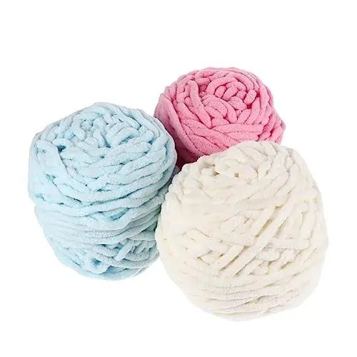 Produktbild: Lurrose 3 STK Wollknäuel Nadel Klobiges Jumbo-garn Schal Häkelgarn Riesengarn-baumwollrohr Klobiges Veganes Garn Riesiges Voluminöses Garn Geflochtenes Seil Baby Handgefertigt Baumwolle