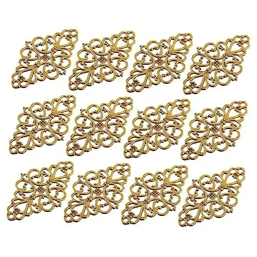 Produktbild: Lurrose 40 Stück Hohle Platte Anhänger Schmuck Draht Schmuck Bulk Perlen Ornamente Charms Für Die Schmuckherstellung Gold Charms Dekor Legierung Zubehör Überzug Legierung Golden