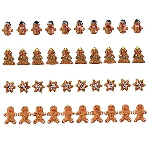 Produktbild: Lurrose 40st Weihnachtszubehör Aus Harz Weihnachten Diy Anhänger Lebkuchenfiguren Mini-weihnachten Lebkuchenhausschmuck Für Den Weihnachtsbaum Weihnachtsschmuck Anhänger Urlaubs Party