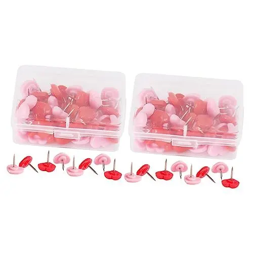 Produktbild: Lurrose 100stücke Boxen Herzförmige Pushpins Farben Für Korktafeln Dekorative Daumenstecker Für Karten Und Ankündigungen Zubehör Für Zuhause Und Büro