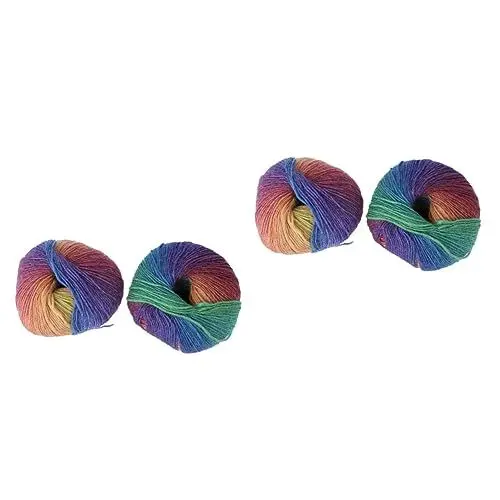 Produktbild: Lurrose 4 Rollen Faserwolle grobes Baumwollgarn Baumwolle Strickwolle Woll- und Baumwollgarn Häkelgarn Strickgarn Zubehör Wollgarn zum Stricken Duan-Farbstoff Wollfaden