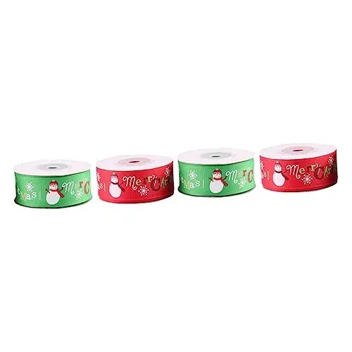 Produktbild: Lurrose 4 Rollen Polyesterband Weihnachtsband Geschenkband Weihnachtsverpackungsband Weihnachtsbaumband Weihnachtsverpackungsband Verpackungsband