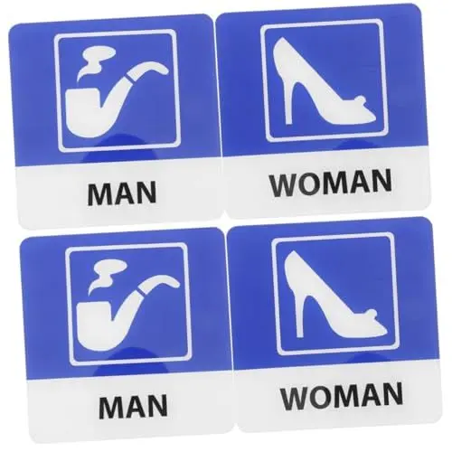 Produktbild: Lurrose 4 Stück Badezimmerbeschilderung offic toiletten schild badezimmer-zubehã¶r waschraum bathroom Badezimmerschilder für Männer und Frauen Badezimmerschilder für die Tür Acryl Blue