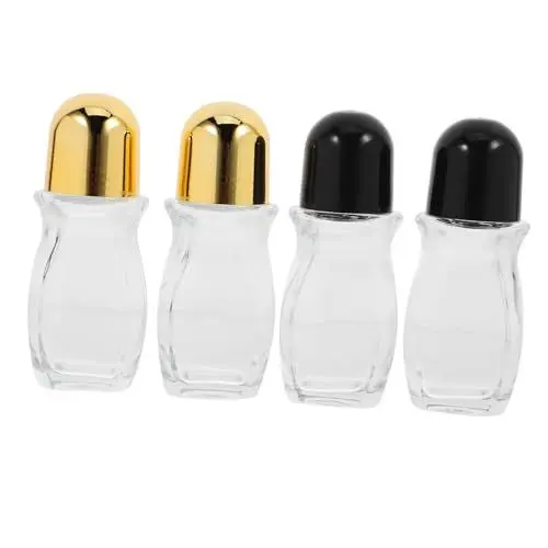 Produktbild: Lurrose 4 Stück Parfümflasche Kleine Rollerflaschen Roll- on Deo- Flasche Ätherische Öle Rollflaschen Reisebehälter Mini-Parfum Mini-Container Leere Flasche Reisen Hohe Kapazität Glas