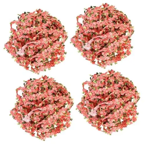 Produktbild: Lurrose 4 Stück Wasserlösliche Spitze 10 Yards Blumendekorationen Blumen Spitzenband Blumenband Spitzenbesatz Hochzeitsband Kleidung Spitzenband Bänder Für