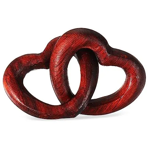 Produktbild: Lurrose 4 Stück bastelzeug craft lovence Geschenkidee liebstöckel Doppelherz-Skulptur romantische Herzverzierung Lünette Liebe Figur DIY Herz aus Holz Herzarmband-Zubehör aus Holz hölzern