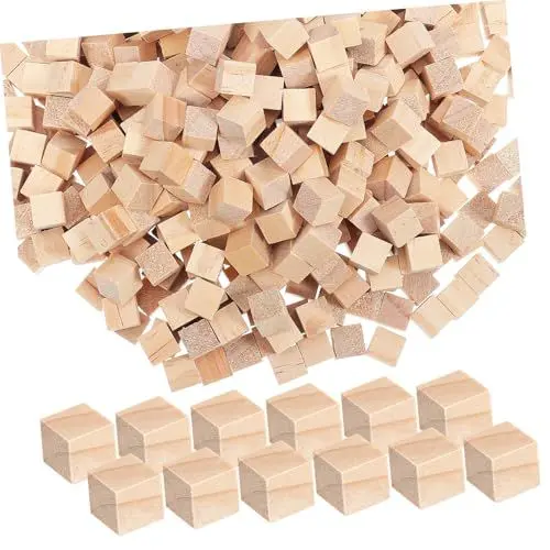 Produktbild: Lurrose Bastelblöcke 500 Stück Unbehandelte Holzblöcke Zum Stapeln Von Dekorations- Und Bastelprojekten