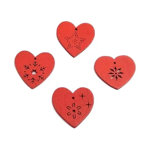 Produktbild: Lurrose 50 Stück harmony harmonie Warm hängende Verzierung aus Holz für die Hochzeit Herzausschnitte aus Holz rote Verzierungen hölzerne Ornamente Anhänger aus Holz Karikatur Dekorationen