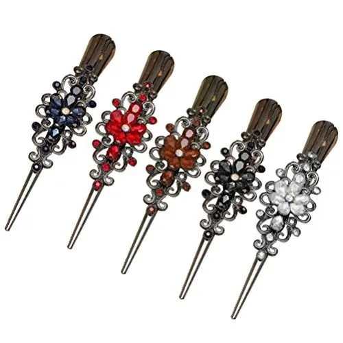 Produktbild: Lurrose 5Pcs Kristall Alligator Clip Strass Haar Barrettes Clips Frauen Haar Schmuck Zubehör für Damen Mädchen