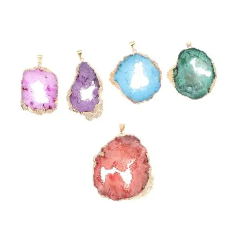 Produktbild: Lurrose 5stücke Stein Anhänger Charms Diy Schmuck Zubehör Scheiben Anhänger Material Für Ohrringe Schlüsselanhänger Halsketten Armbänder