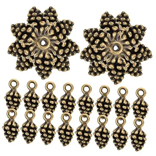 Produktbild: Lurrose 60St Anhänger winzige Reize Winter-Halsketten-Charm winzige Tannenzapfen Kiefer Handgemachte Schmuckstücke Schmuckbasteln Schmuck Dekoration Armband Halskette Charme Legierung