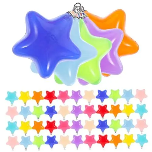 Produktbild: Lurrose 60 Stück Dekorative Halsketten Anhänger Zur Dekoration Stern Charms Acryl Pastell Sternperlen