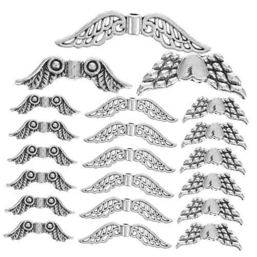 Produktbild: Lurrose 60 Stück Handgefertigte Materialien Libellen Ohrringe Winkelflügel Charms Flügel Schmuck Herzflügel Schmuck Engelsflügel Abstandshalter Perlen Antike Engelsflügel
