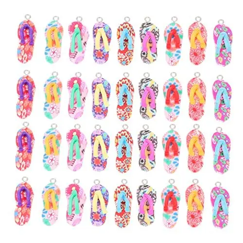 Produktbild: Lurrose 60st Simulator Hausschuhe Anhänger Slipper-schlüsselanhänger Schmuckanhänger Sommerarmbänder Süße Ohrringe Anhänger Im Slipper-design Flip-flop-anhänger Aus Ton Reize Polymer-ton
