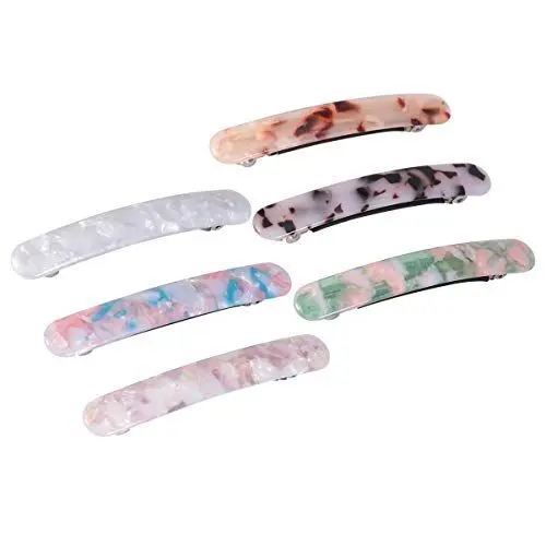 Produktbild: Lurrose 6 Stück Haarspangen für Frauen Damen Schildpatt Automatische Haarspangen Snap Haarspange (Schildpatt Rosa Blau Weiß Milchweiß Grün)