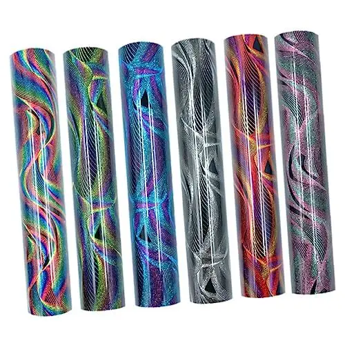Produktbild: Lurrose 6 Stücke Glitter Vinyl Blätter Wärme Transfer Vinyl für T-Shirt Hut Permanent Vinyl Holographische Wirkung