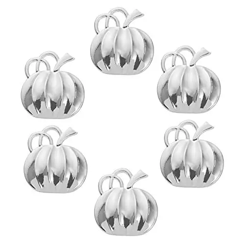 Produktbild: Lurrose 6 Stücke Halloween Serviette Ring Silber Kürbis Serviettenhalter Serviette Schnallen Metall Serviette Halter für Halloween Abendessen Esstisch Horror Party Tischdeko