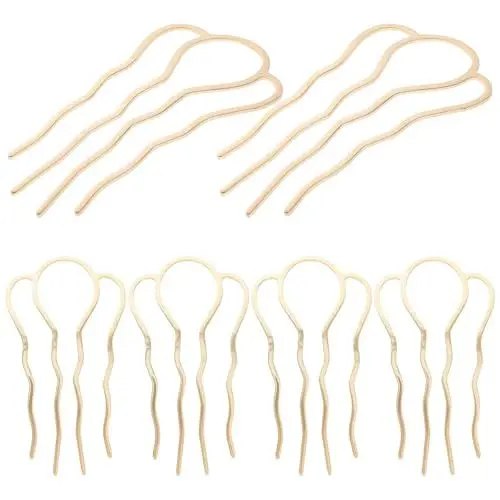 Produktbild: Lurrose 6 stücke 4 zähne haarkämme pins metall seitenkämme diy haarnadeln updo zubehör für mädchen frau lange haare (golden)