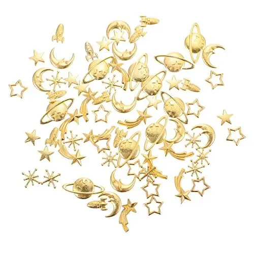 Produktbild: Lurrose 70 Stück Diy Zubehör Planeten-sternenanhänger Sonne-mond-stern-charme-anhänger Charm Halter Für Halskette Mondsterne Bezaubern Sonne Bezaubert Gold Pack Vergoldet Legierung