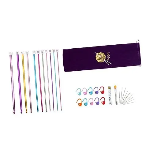 Produktbild: Lurrose 78 Stk Häkeln Strickset Strickwerkzeuge Webset Stricknadeln Aus Aluminium Strickzubehör Reise-toilettenartikel Großäugige Stumpfe Nadeln Webhaken Weben Reisen Afghanistan