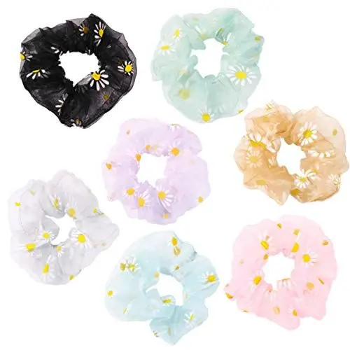 Produktbild: Lurrose 7Pcs Haar Haargummis Elastisches Haar Bobbles Organza Haarringe für Frauen Kinder Sommer Pool Party Spa Sport (Gemischte Farbe)