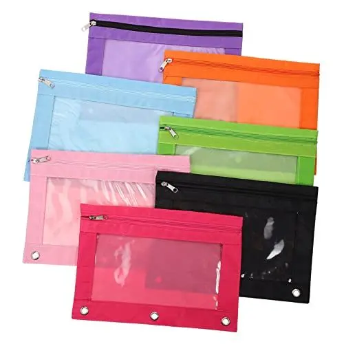 Produktbild: Lurrose 7St Federmäppchen mit drei Löchern Stifttasche bunte Stifte Buntstifte Bleistift Stiftetasche Schreibwaren Organizer stiftbox Federmäppchen für den Haushalt Schreibwarenzubehör PVC