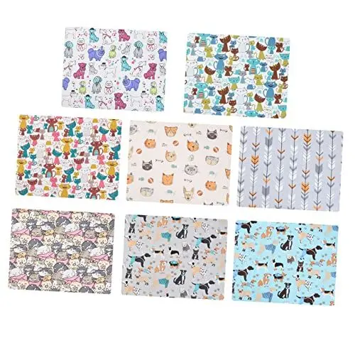 Produktbild: Lurrose 8 Stück 1 Satz Verschiedene Katzen bedruckte Stoffe see you bastelsets+für+kinder Bettdecke aus Bio-Baumwolle Dekoration Stoff für Babykleidung Mehrzweck-Baumwolle Haushalt Blumen
