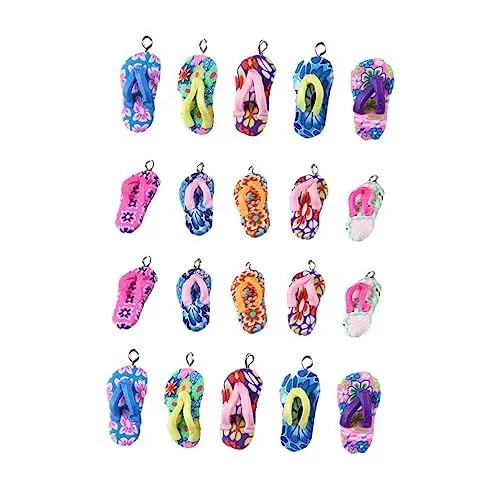 Produktbild: Lurrose 90 STK Simulierte Hausschuhe Aus Ton Anhänger Aus Ton Slipper-knopf Mit Flacher Rückseite Scrapbooking-anhänger DIY-anhänger Schlüsselanhänger Haushalt Muschelschale Polymer-ton