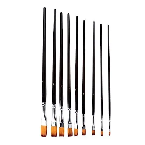Produktbild: Lurrose 9St Zubehör für Aquarellmalerei Acrylfarbe Malutensilien Student Malset Schwarzer Anzug pro Brush flachpinsel Aquarellpinsel spitz Aquarellstift Segeltuch einstellen Bürste Bambus