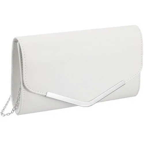 Produktbild: Lurrose Abendtasche Handtasche Hochzeit Party Nachrichtenbeutel Clutch Handtasche Einfache Kette Tasche für Frauen Damen (Silber)