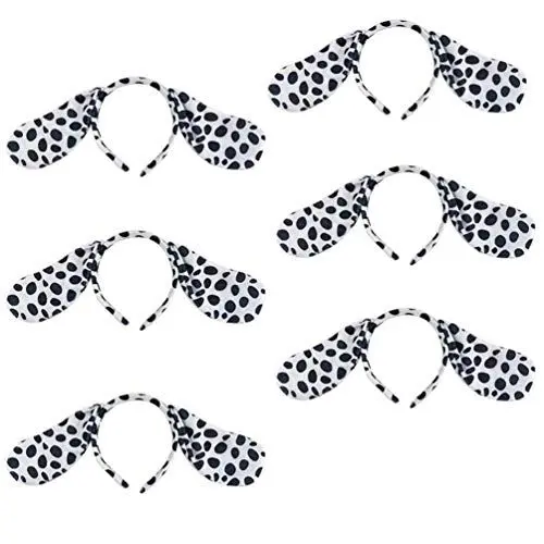 Produktbild: Lurrose Dalmatiner Ohren Stirnband 6 Stück Hundeohren Kopfbedeckung Tierohren Haarband Zoo Ohr Kopfschmuck für Cosplay Party Performance Schwarz Weiß